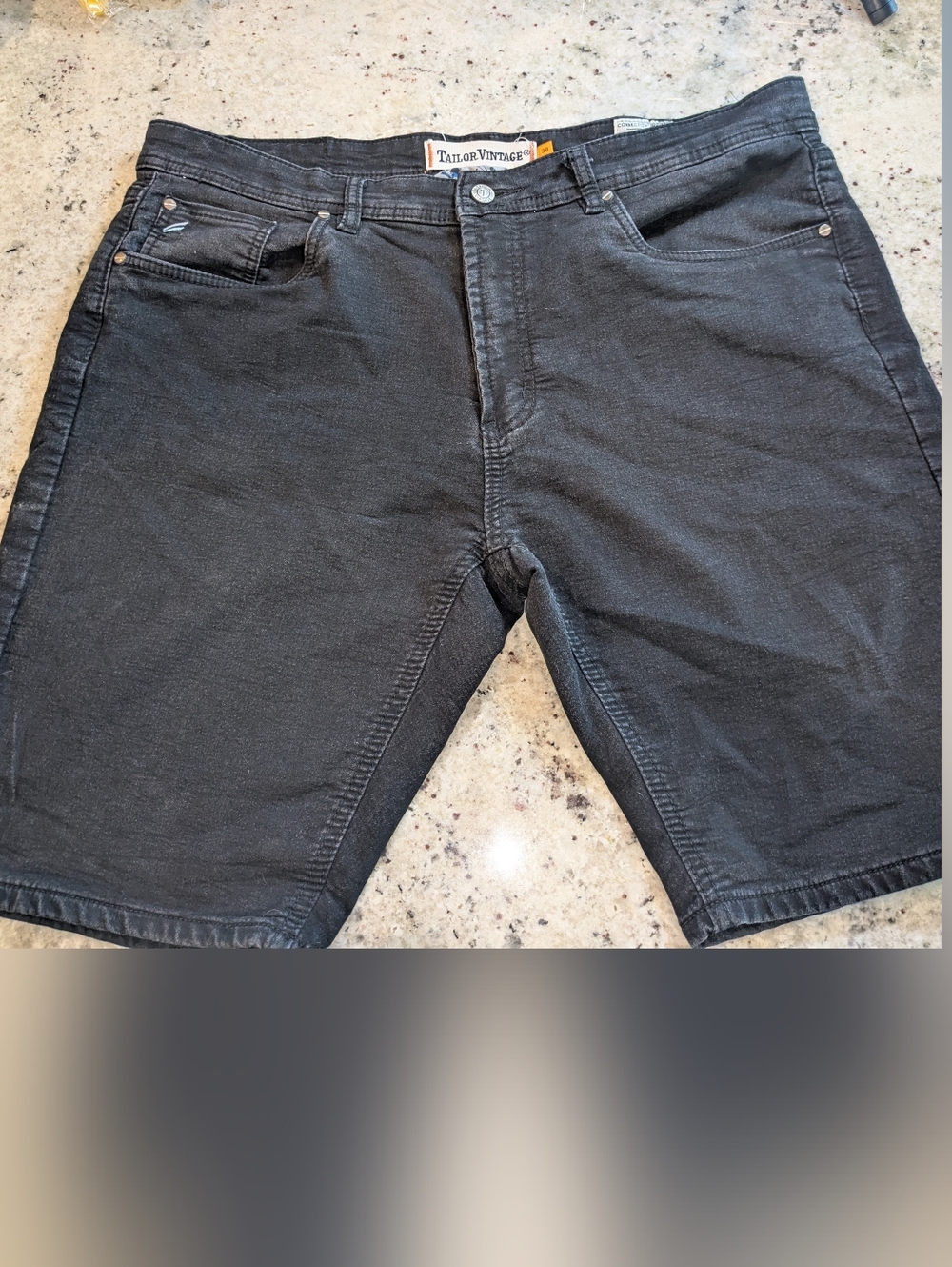 Tailor Vintage Men’s Shorts 38 Charcoal Gray Casual 5 Pocket Flat Front